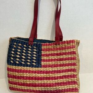American Flag Rustic Woven Tote Bag 🇺🇸